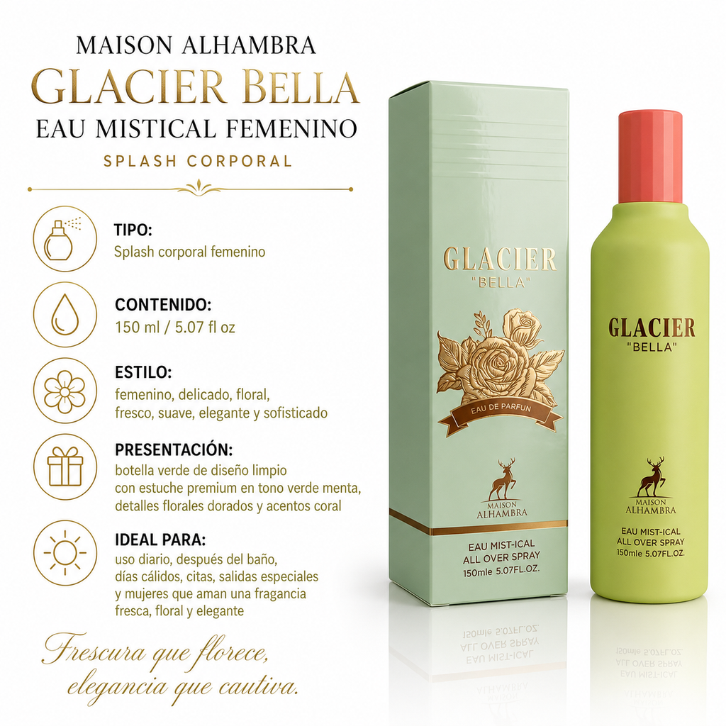 Maison Alhambra Glacier Bella Eau Mistical Splash Corporal Femenino 150ml