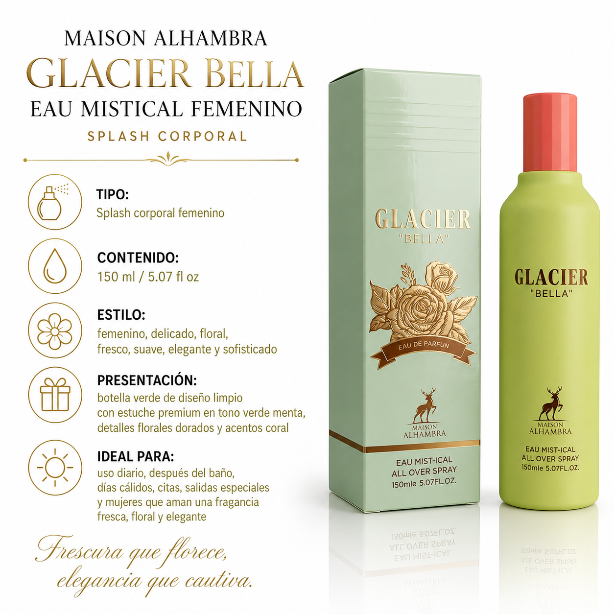 Maison Alhambra Glacier Bella Eau Mistical Splash Corporal Femenino 150ml