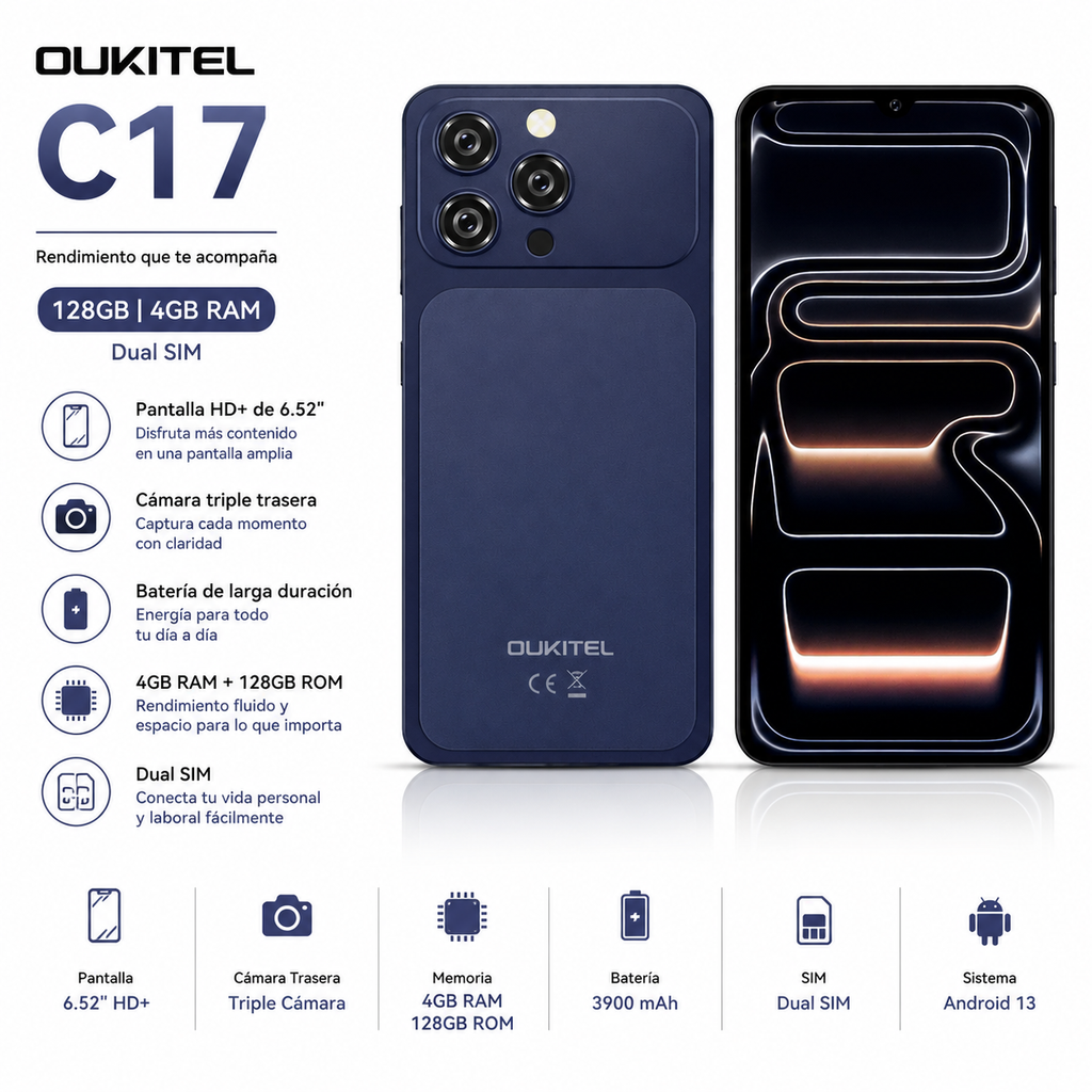 Oukitel C17 128GB 4GB RAM Dual SIM Pantalla 6.52" - Azul