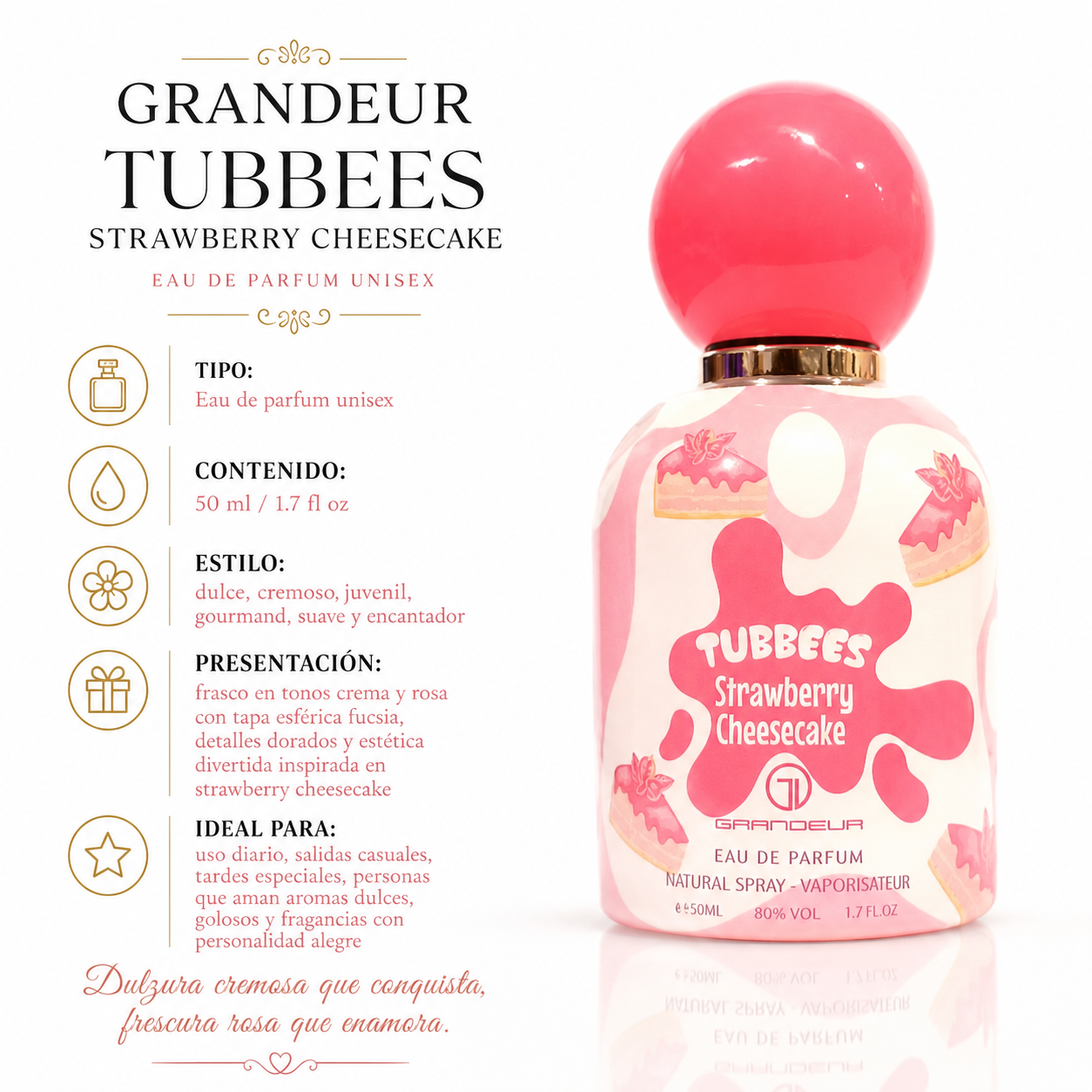 Grandeur Tubbees Strawberry Cheesecake Eau de Parfum Unisex 50ml
