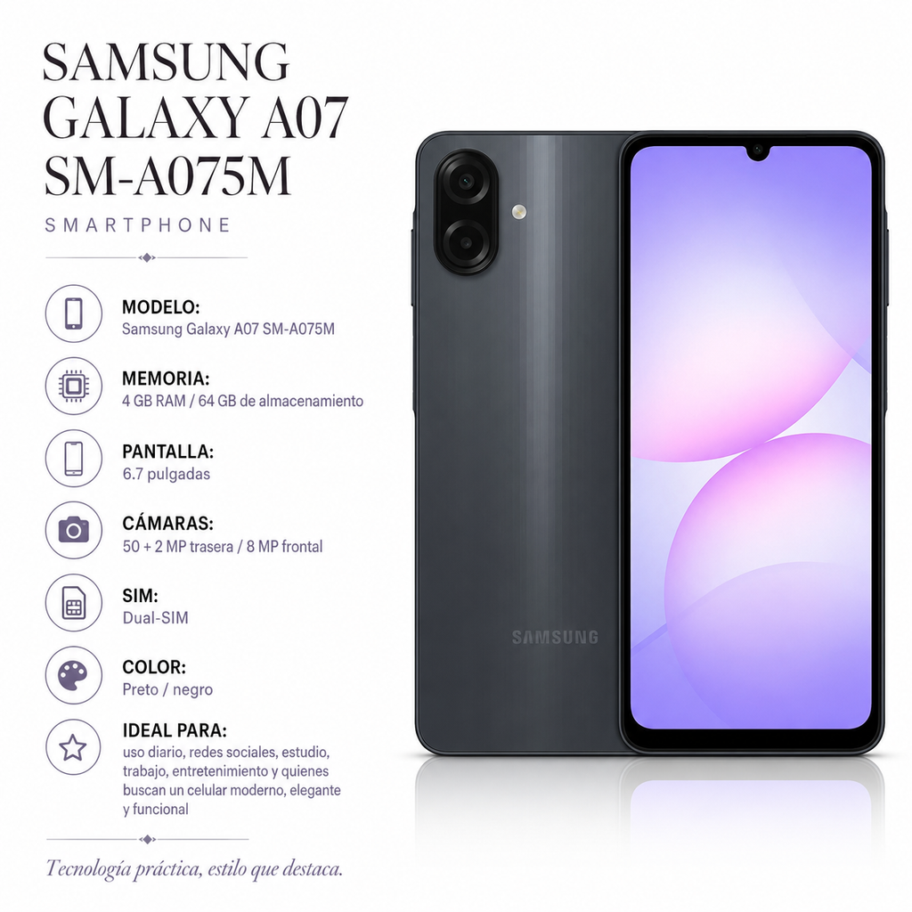 Samsung Galaxy A07 SM-A075M 64GB 4GB RAM Negro