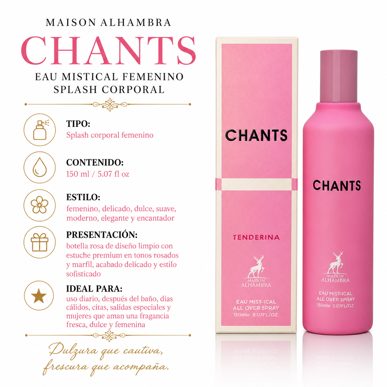 Maison Alhambra Chants Tenderina Eau Mistical Splash Corporal Femenino 150ml