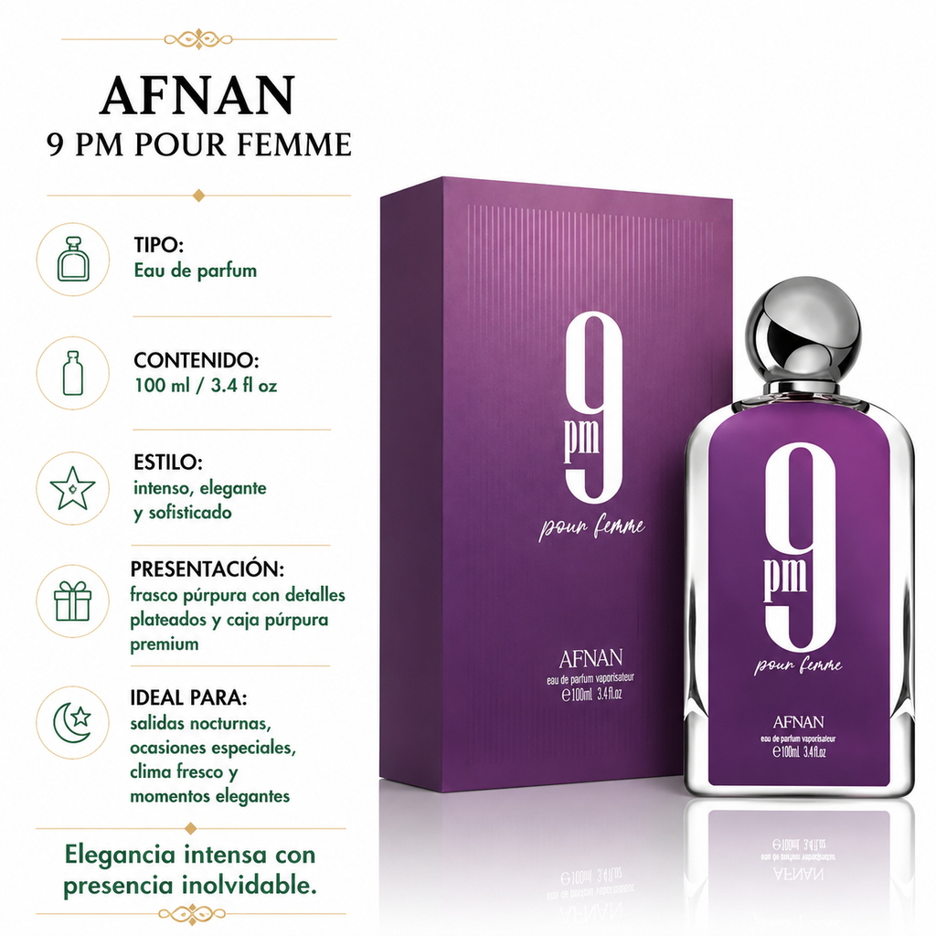 Afnan 9PM Pour Femme Eau de Parfum Femenino 100 ml