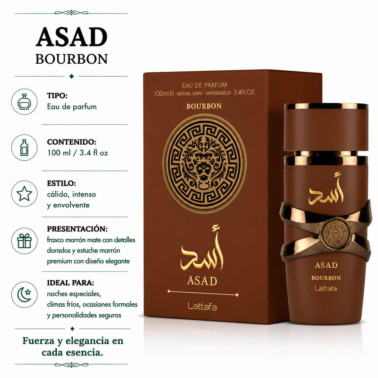 Lattafa Asad Bourbon Eau de Parfum Unissex 100ml
