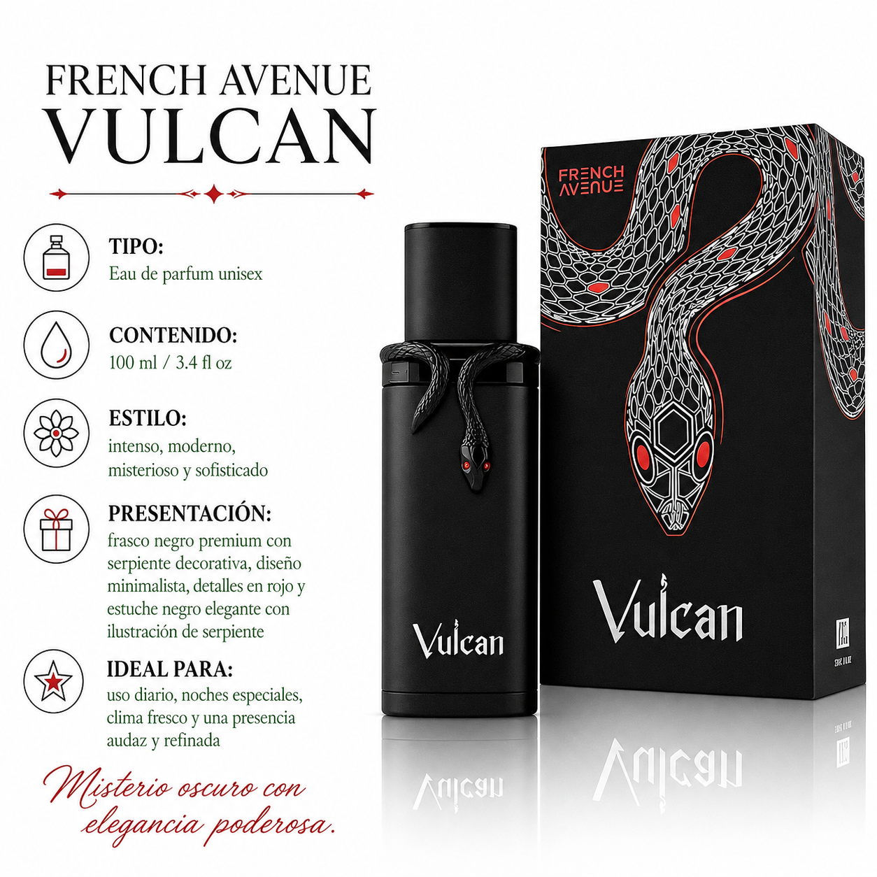 French Avenue Vulcan Black Extrait de Parfum Masculino 100ml