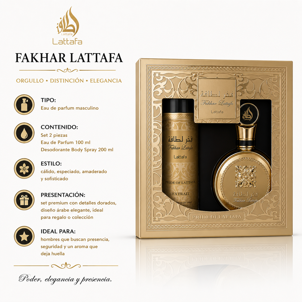 Kit Lattafa Fakhar Extrait EDP Unisex 100ml + 200ml
