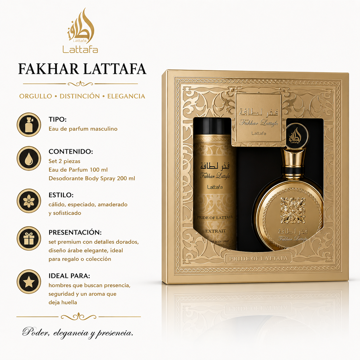 Kit Lattafa Fakhar Extrait EDP Unisex 100ml + 200ml