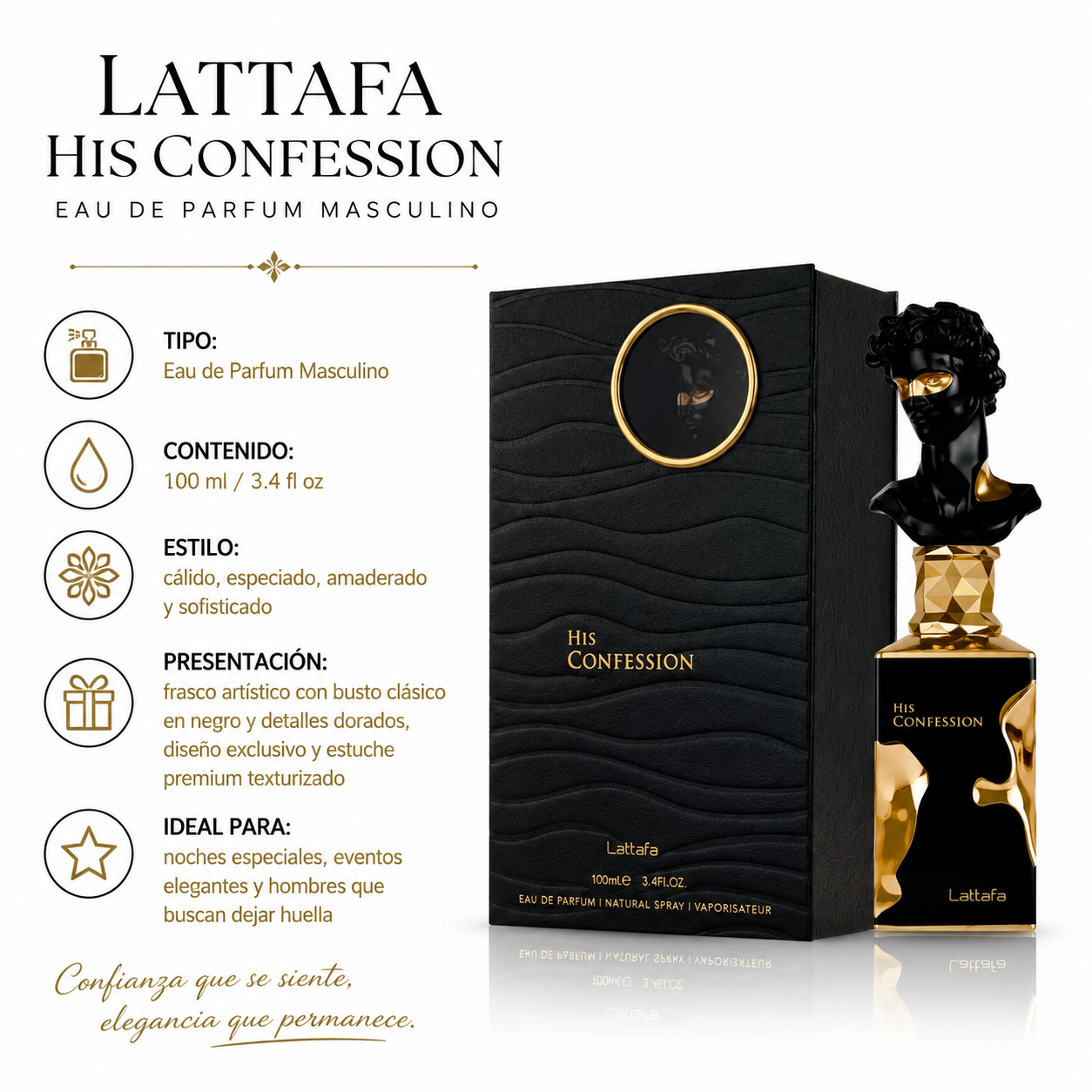 Lattafa His Confession Eau de Parfum Masculino 100ml