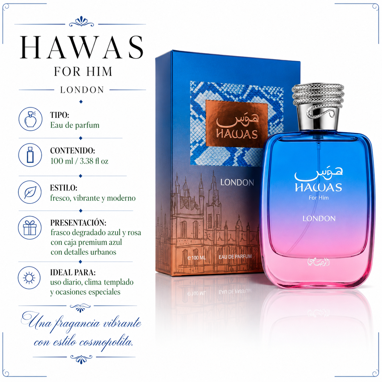 Rasasi Hawas London Eau de Parfum Unissex 100ml