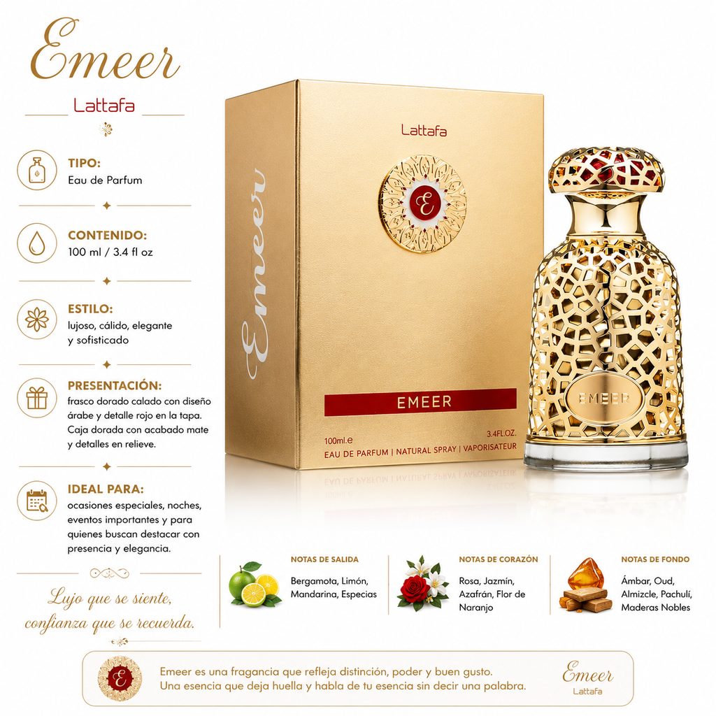Lattafa Emeer Eau de Parfum Unissex 100ml