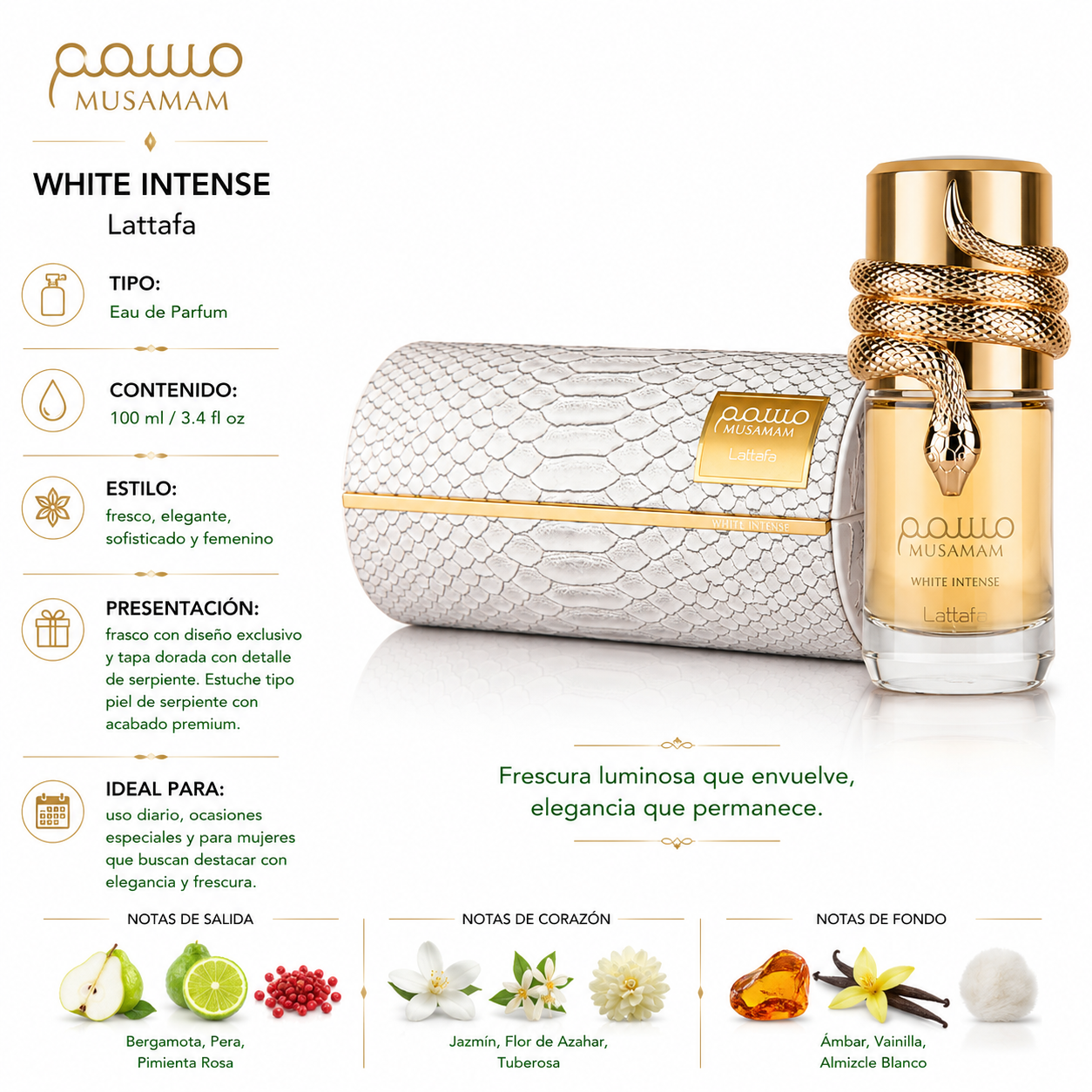 Lattafa Musamam White Intense Eau de Parfum Femenino 100ml