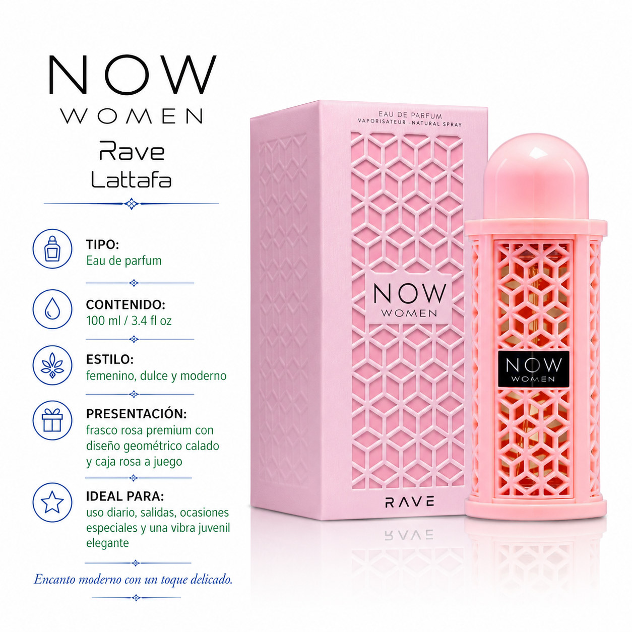 Lattafa Rave Now Rosa Eau de Parfum Femenino 100ml