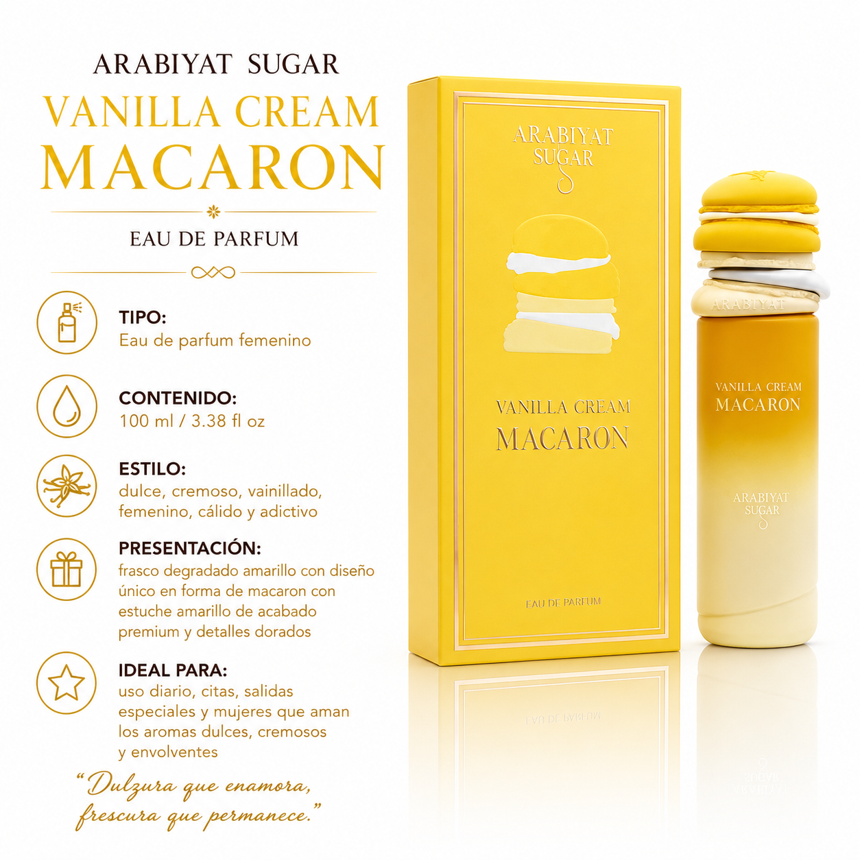 Arabiyat Sugar Vanilla Cream Macaron Eau de Parfum Femenino 100ml