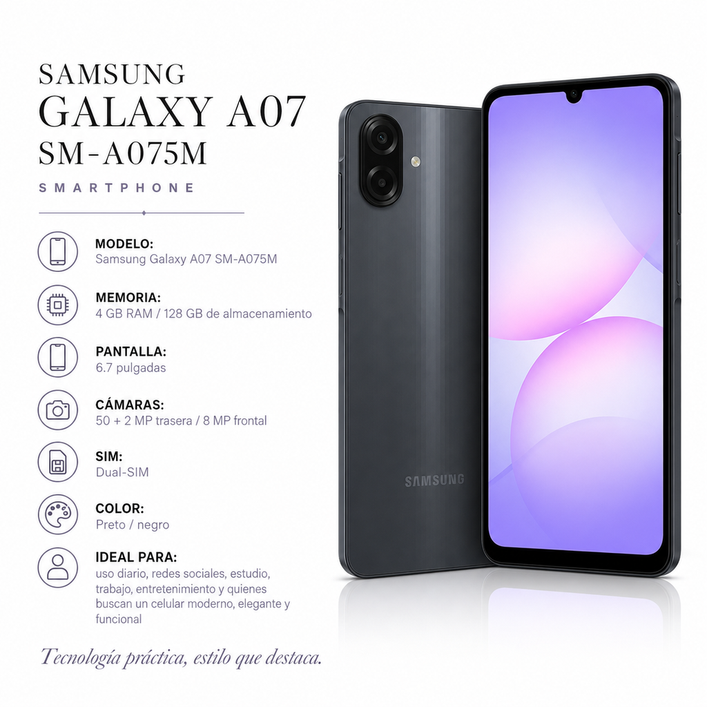 Samsung Galaxy A07 SM-A075M 128GB 4GB RAM Negro