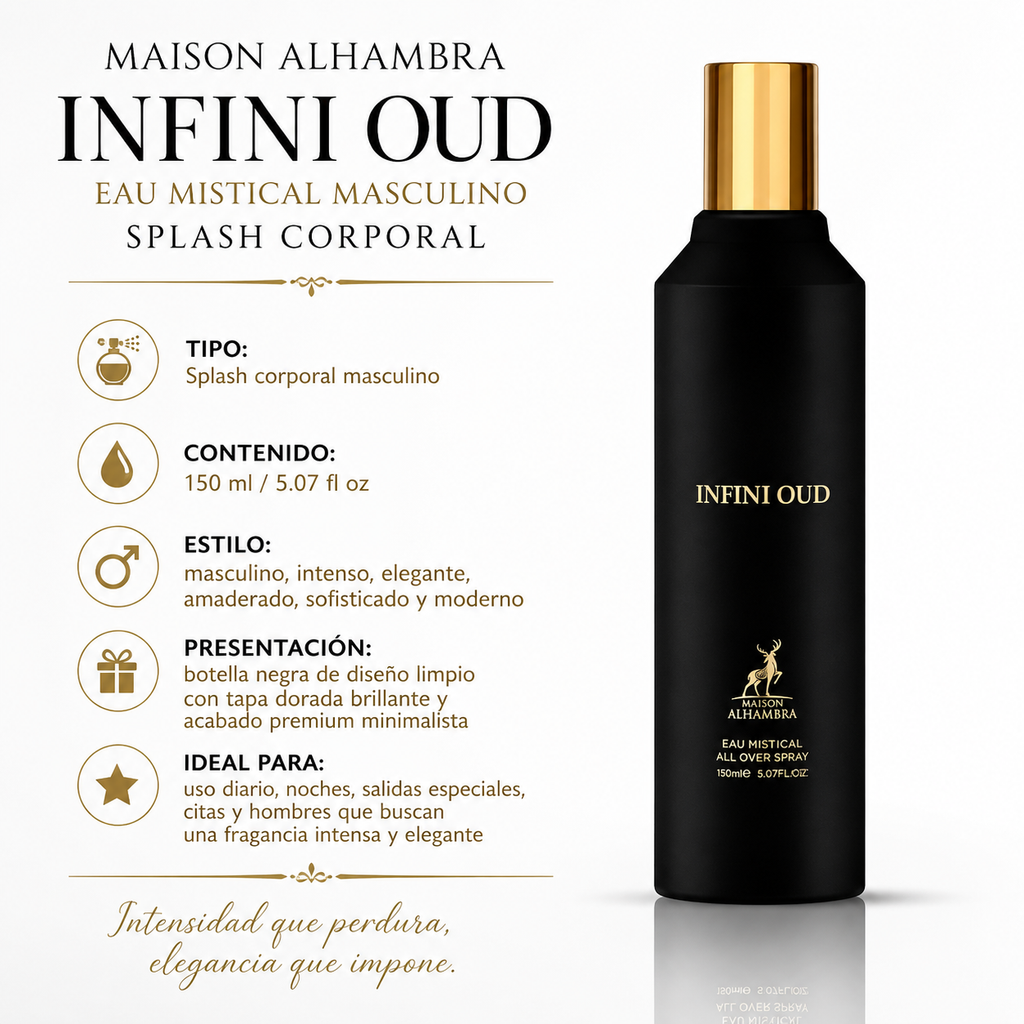 Maison Alhambra Infini Oud Eau Mistical Splash Corporal Masculino 150ml