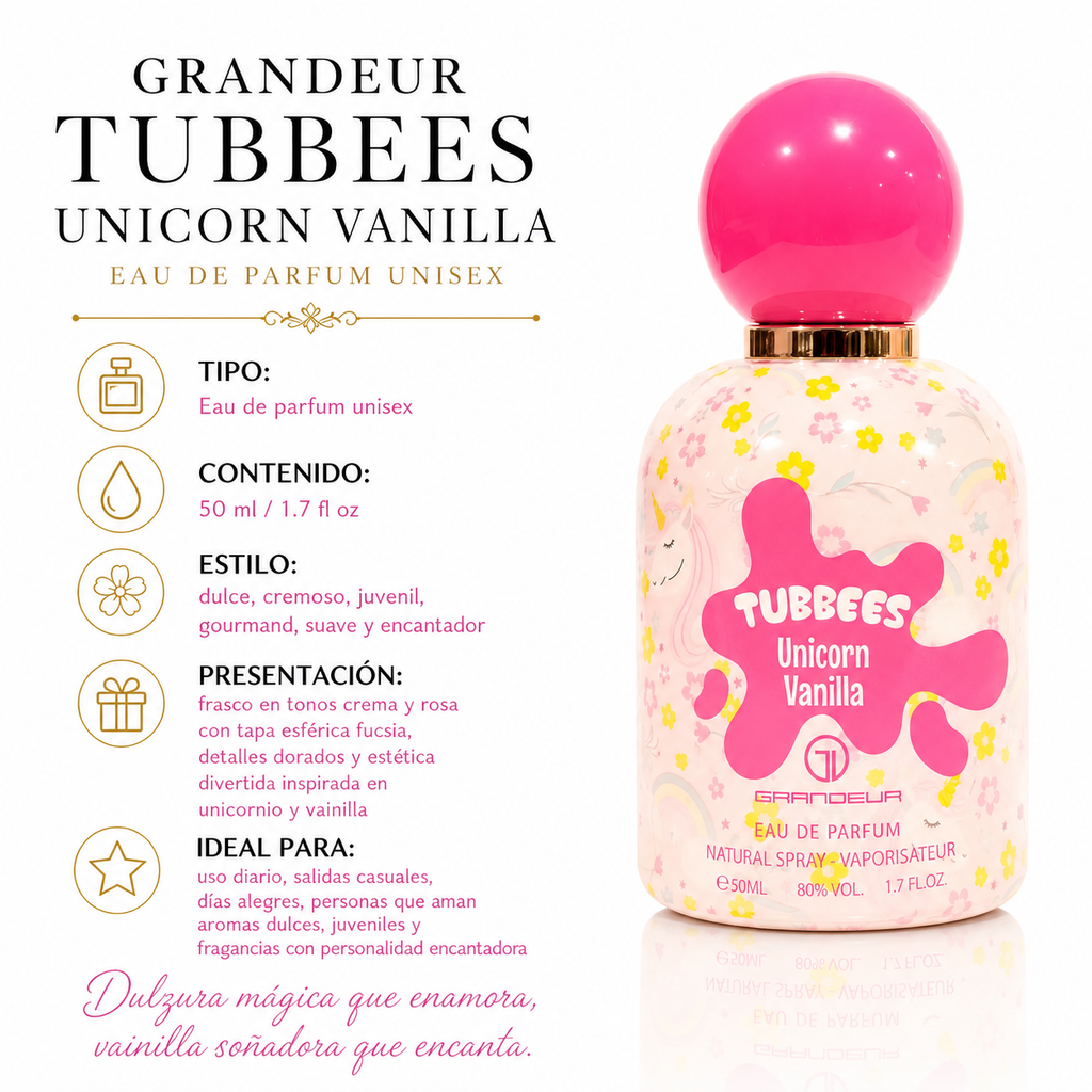 Grandeur Tubbees Unicorn Vanilla Eau de Parfum Unisex 50ml