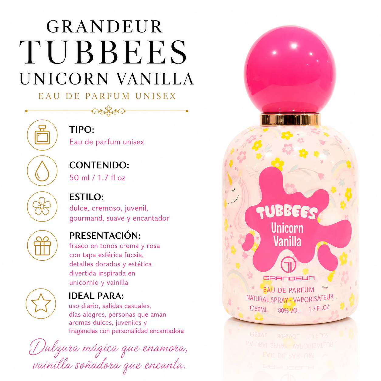 Grandeur Tubbees Unicorn Vanilla Eau de Parfum Unisex 50ml