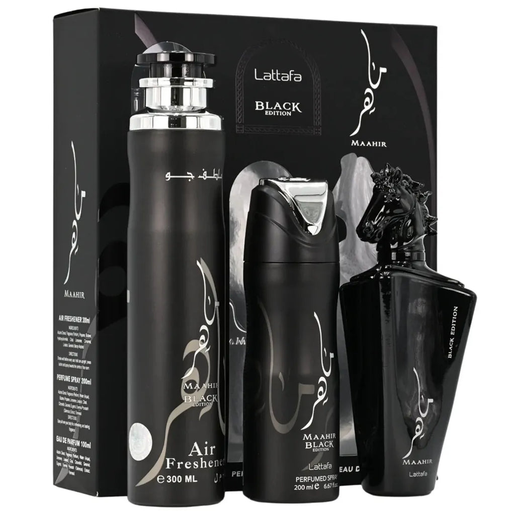 Kit Lattafa Maahir Black Edition EDP Unisex 300ml + 200ml + 100ml
