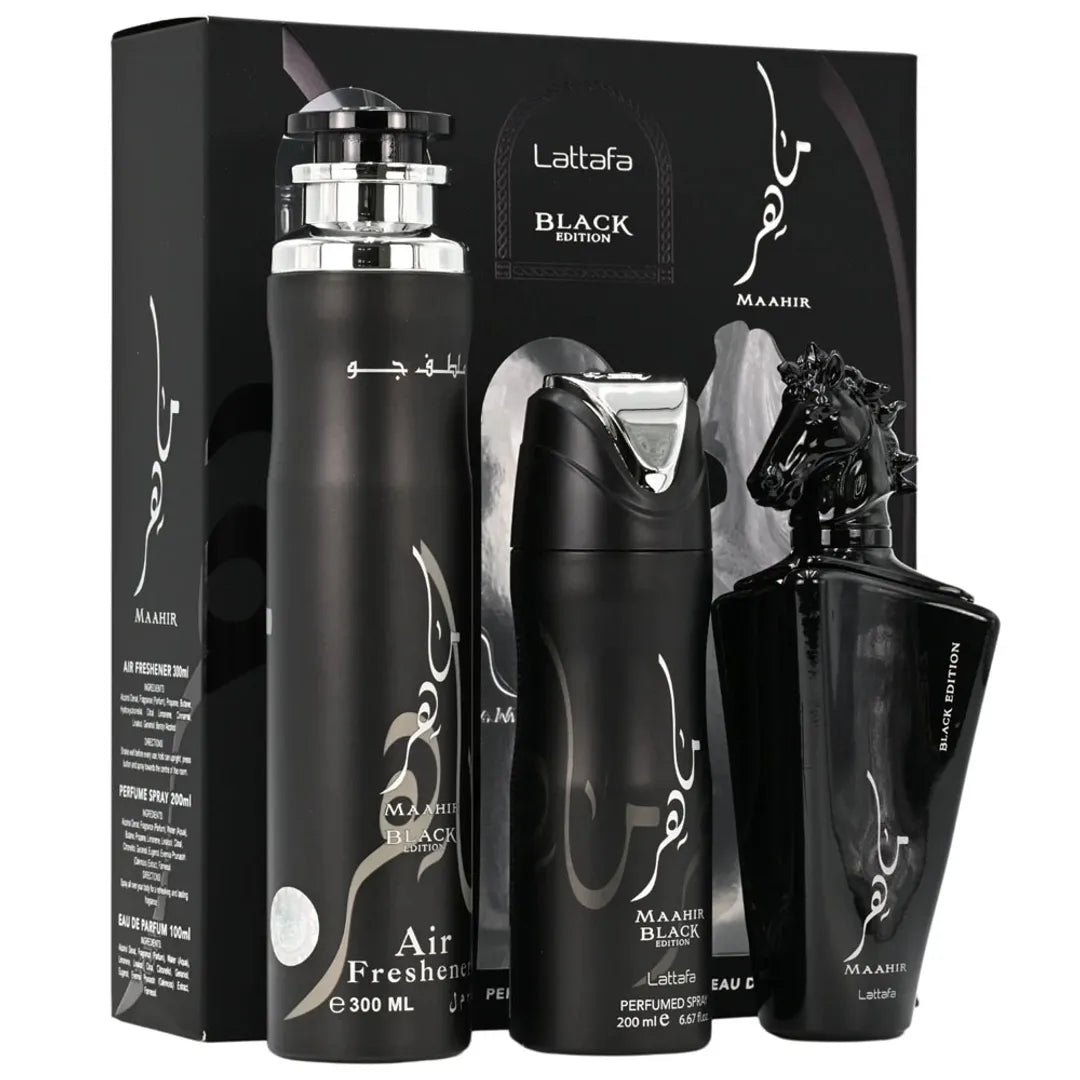 Kit Lattafa Maahir Black Edition EDP Unisex 300ml + 200ml + 100ml