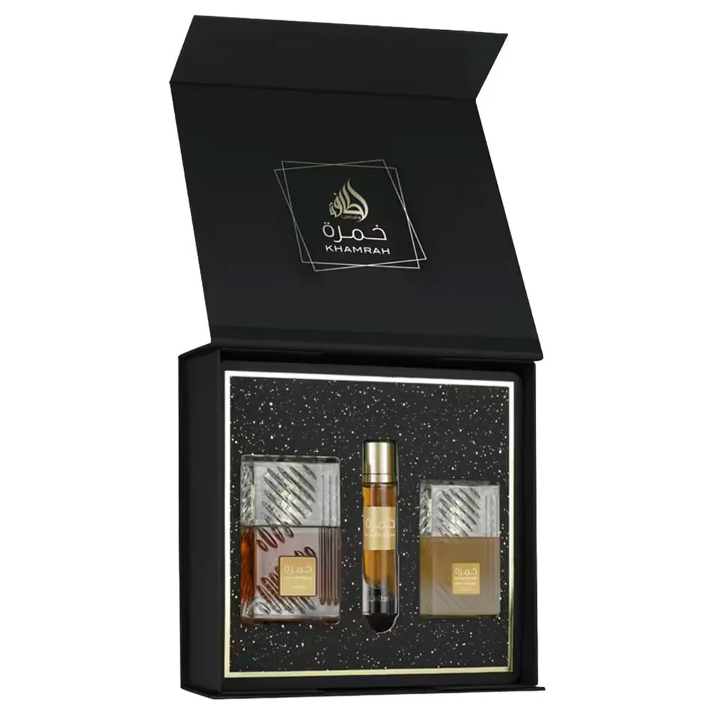 Kit Lattafa Khamrah EDP Unisex 100ml + 12ml + 50ml